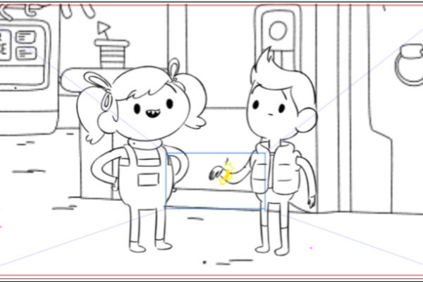 Here’s a Don Kim storyboard panel for the latest Bravest Warriors episode, “Chained to Your…