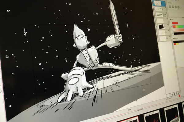 In progress. Another Bravest Warriors main title storyboard panel from director Adrian Thatcher