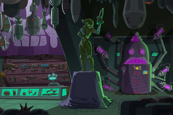 Here’s a nifty background from an upcoming Bravest Warriors episode. Season Four’s art director…